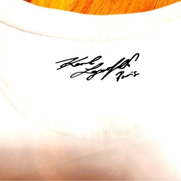 BRAND NEW Karl Lagerfeld Paris White Signature Sweatshirt-XS-Excellent Condition - Picture 6 of 9